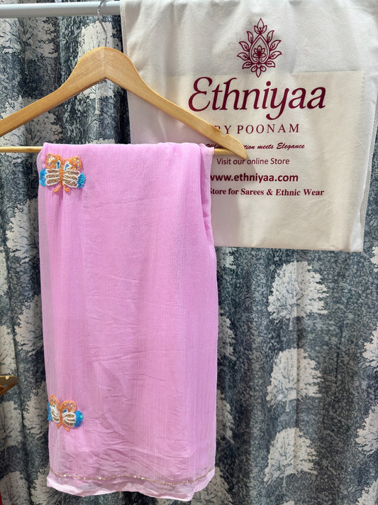 Butterfly Embellished Soft Chiffon Saree Collection🦋