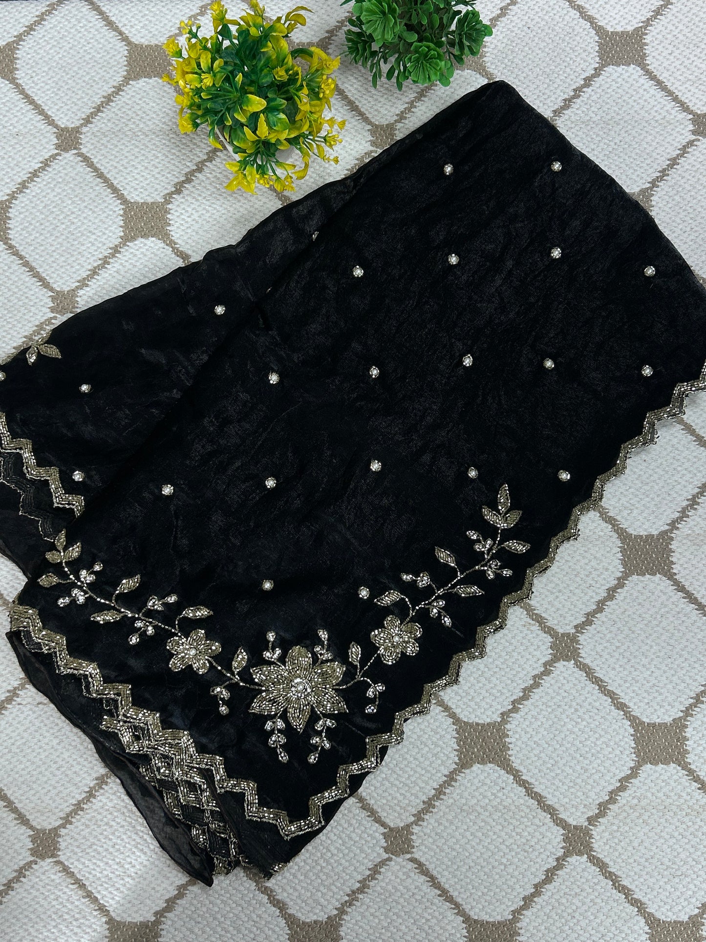 Fancy Silk Saree – Elegant Black Embroidered Saree🖤