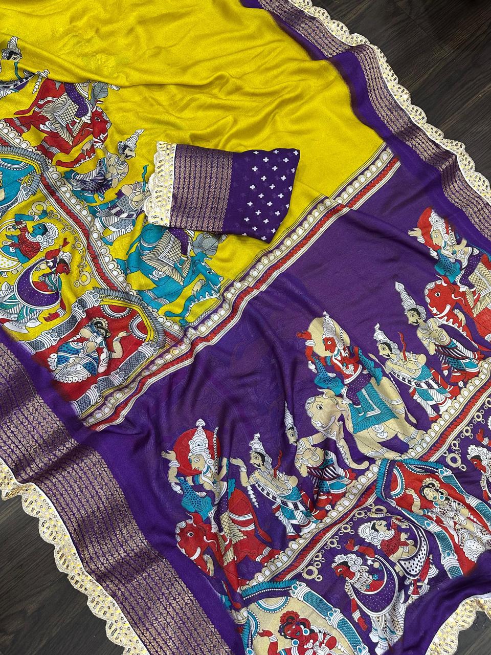 Marshmellow Blooming Geogette Saree🪻🌼
