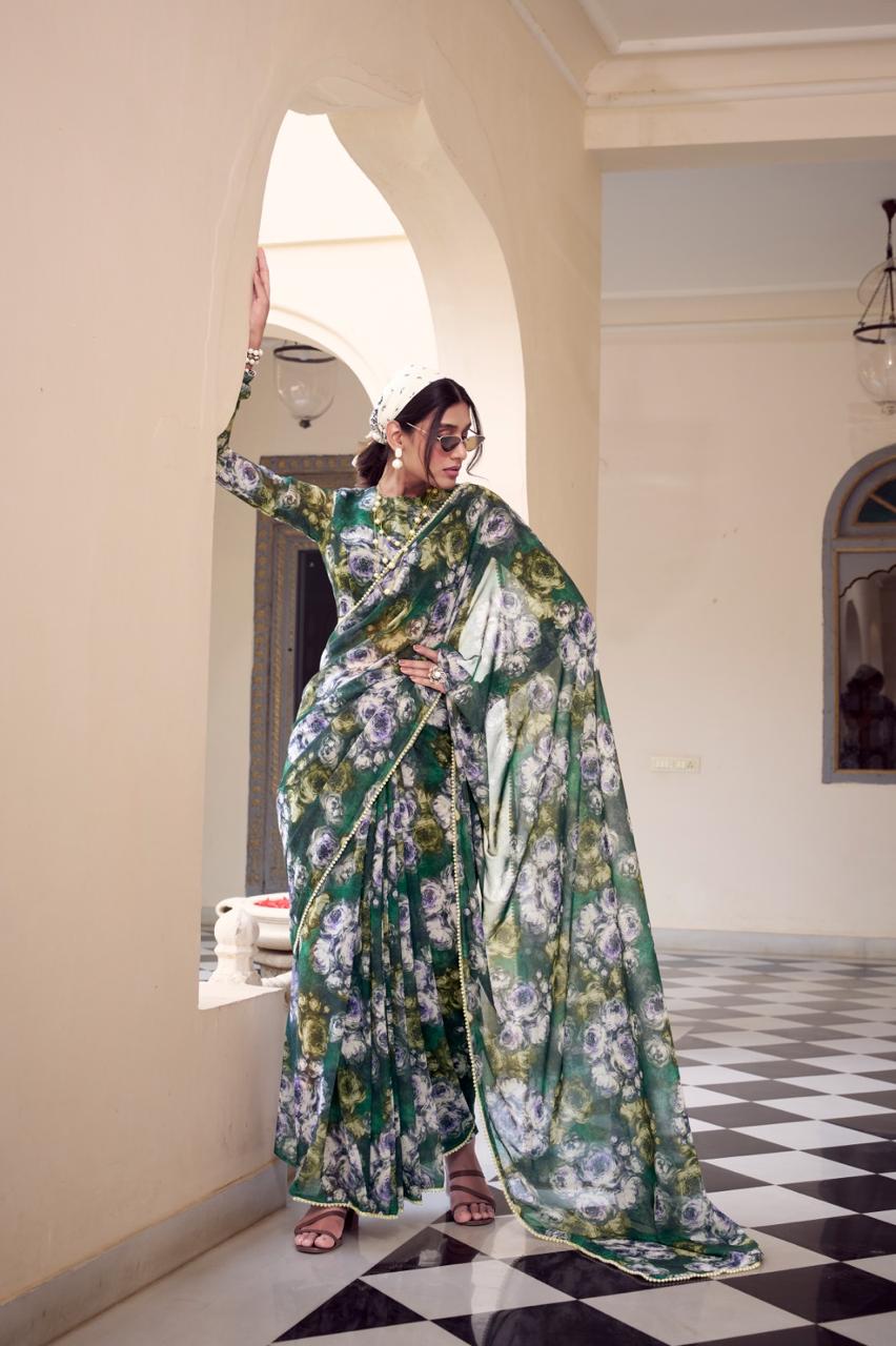Weightless Marble Print Saree🦄🌸