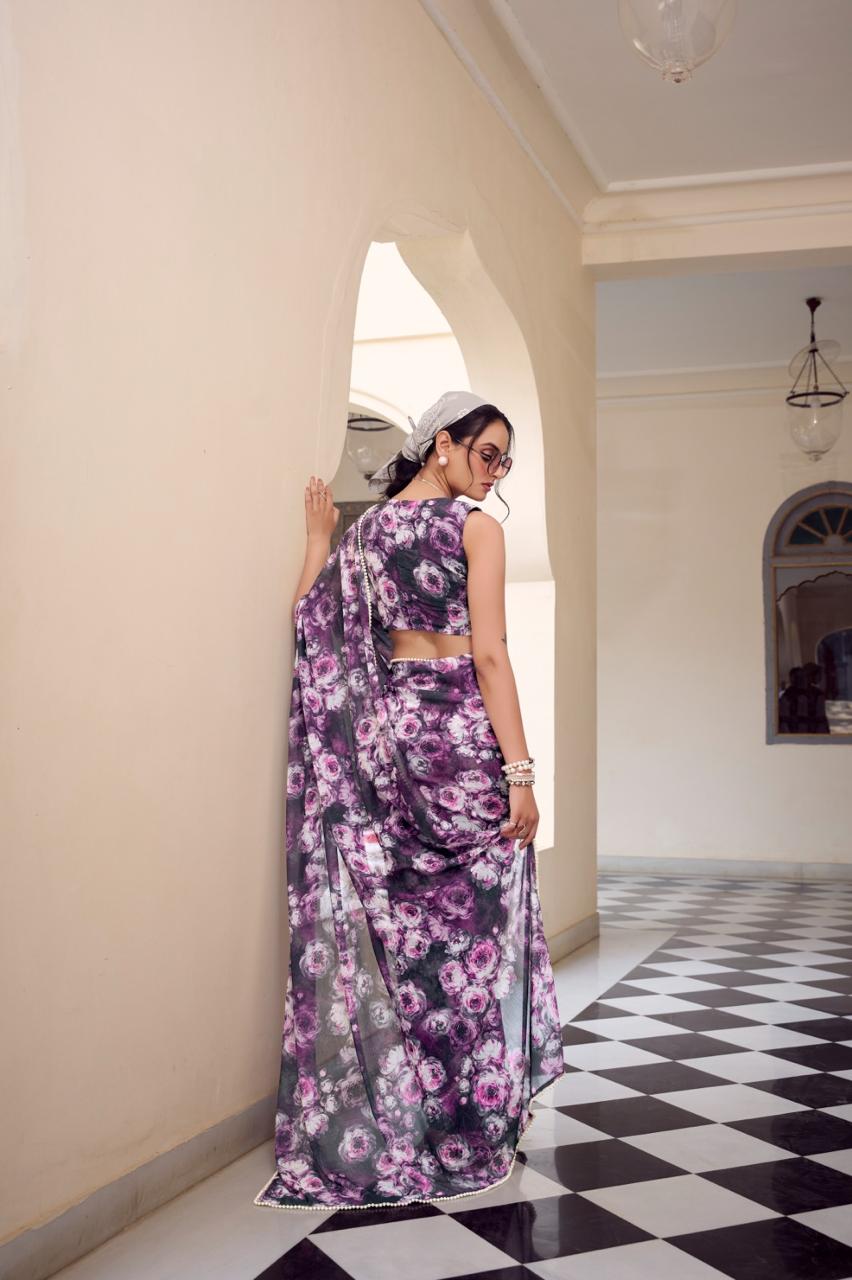 Weightless Marble Print Saree🦄🌸