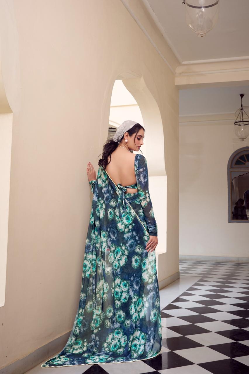 Weightless Marble Print Saree🦄🌸