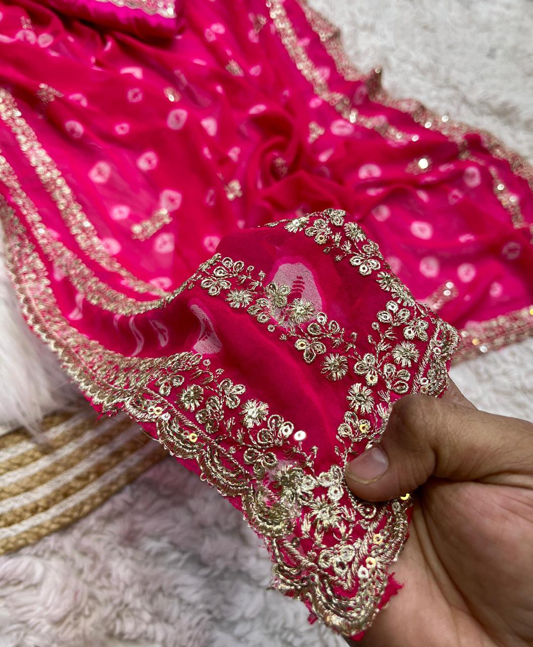 Soft Geogette Bandej Saree🌹🌷