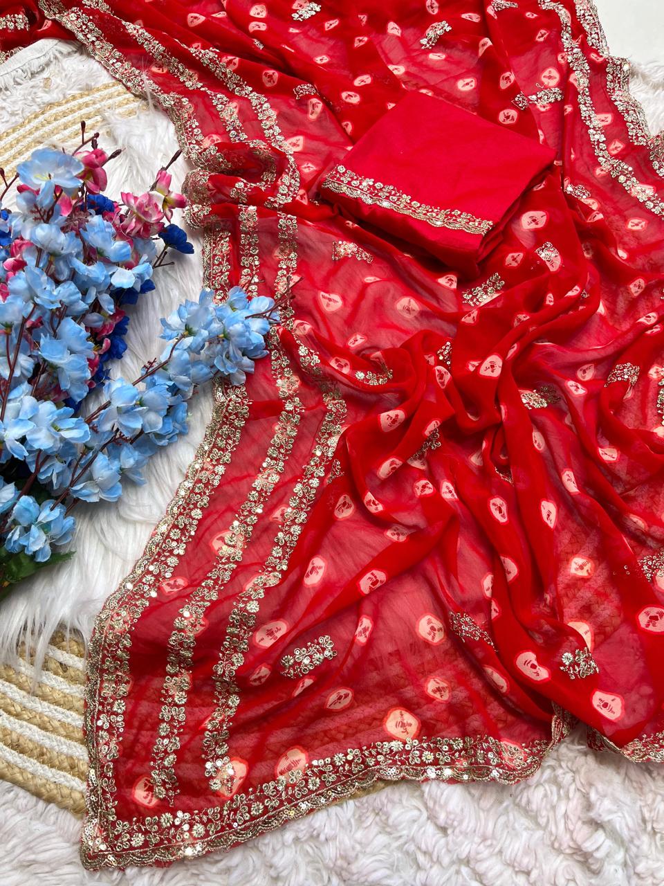 Soft Geogette Bandej Saree🌹🌷