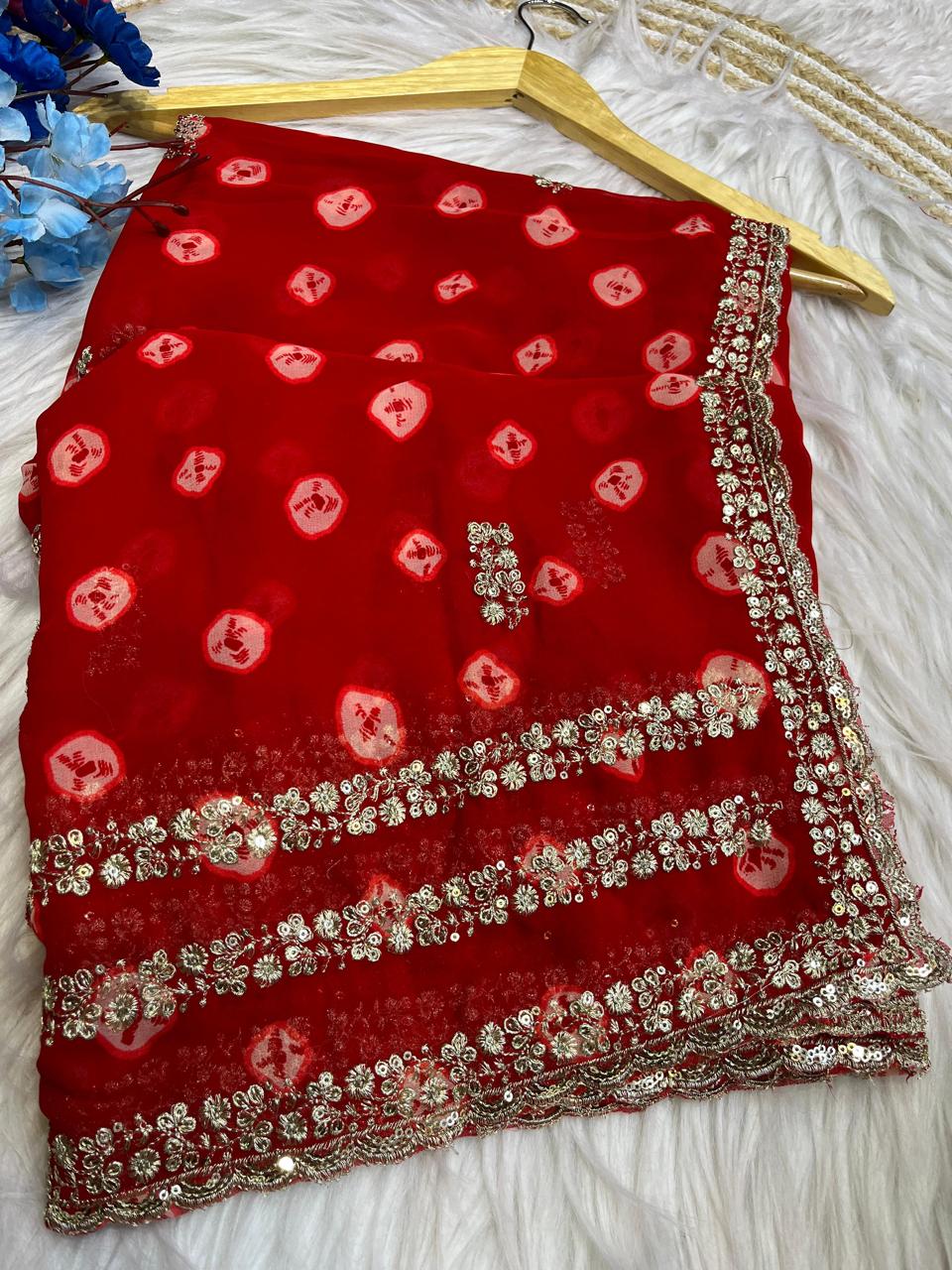 Soft Geogette Bandej Saree🌹🌷