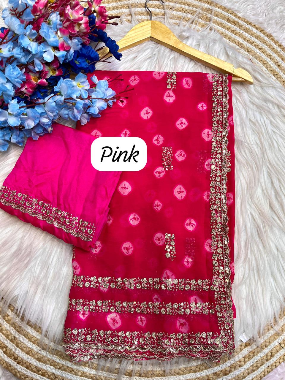 Soft Geogette Bandej Saree🌹🌷