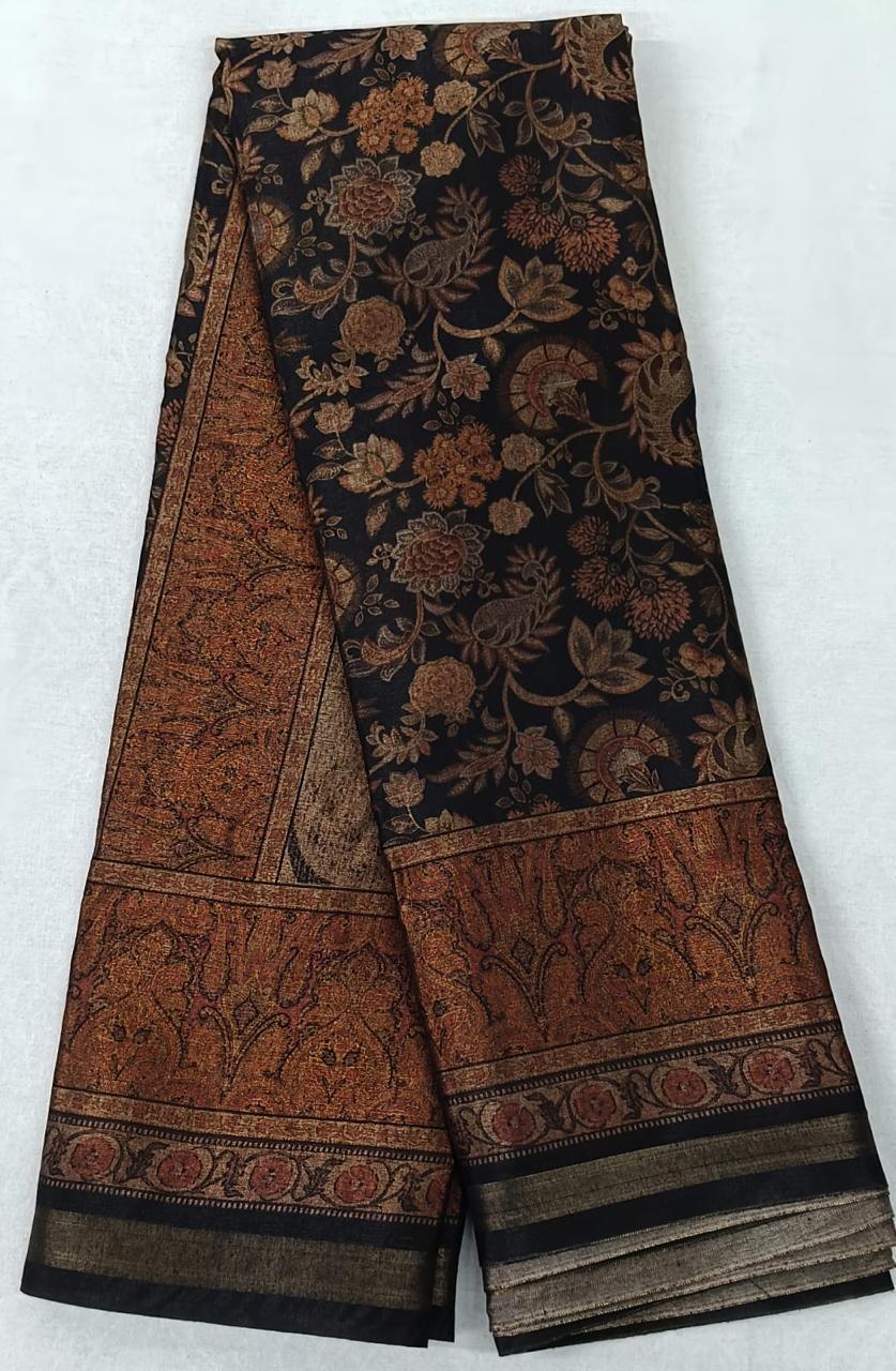 Black Tussar Art Silk Saree🪸🐚