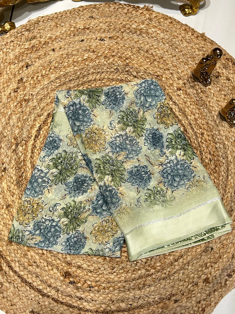 Premium Floral Brocade Silk Saree ❄️🐚