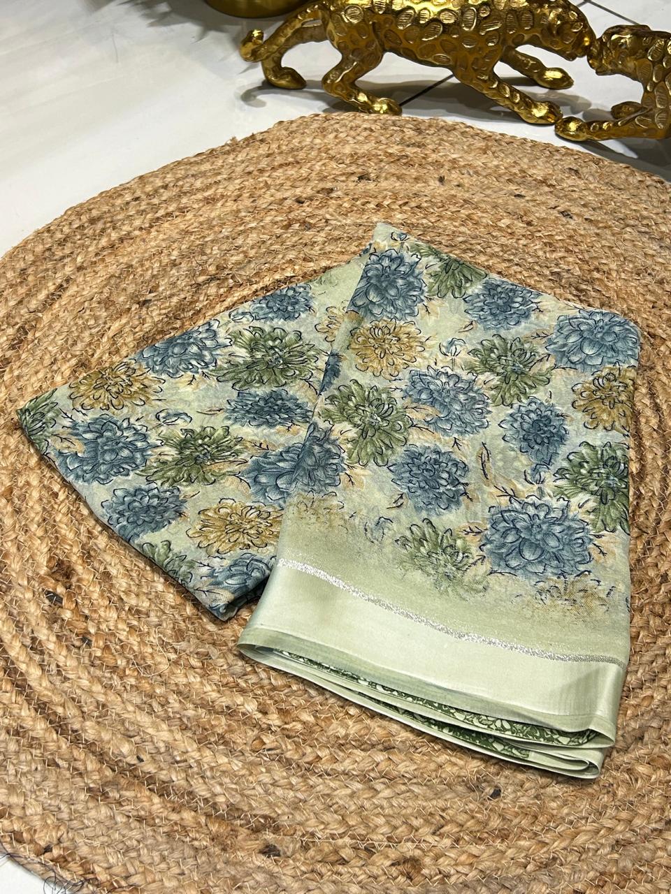 Premium Floral Brocade Silk Saree ❄️🐚