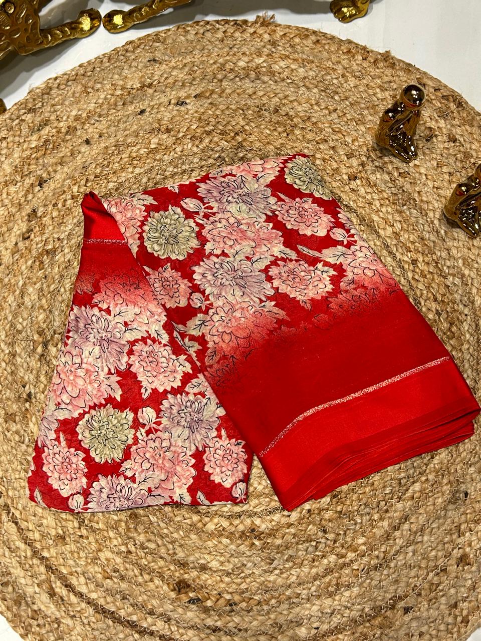 Premium Floral Brocade Silk Saree ❄️🐚