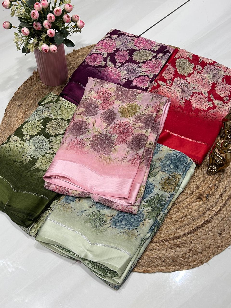 Premium Floral Brocade Silk Saree ❄️🐚