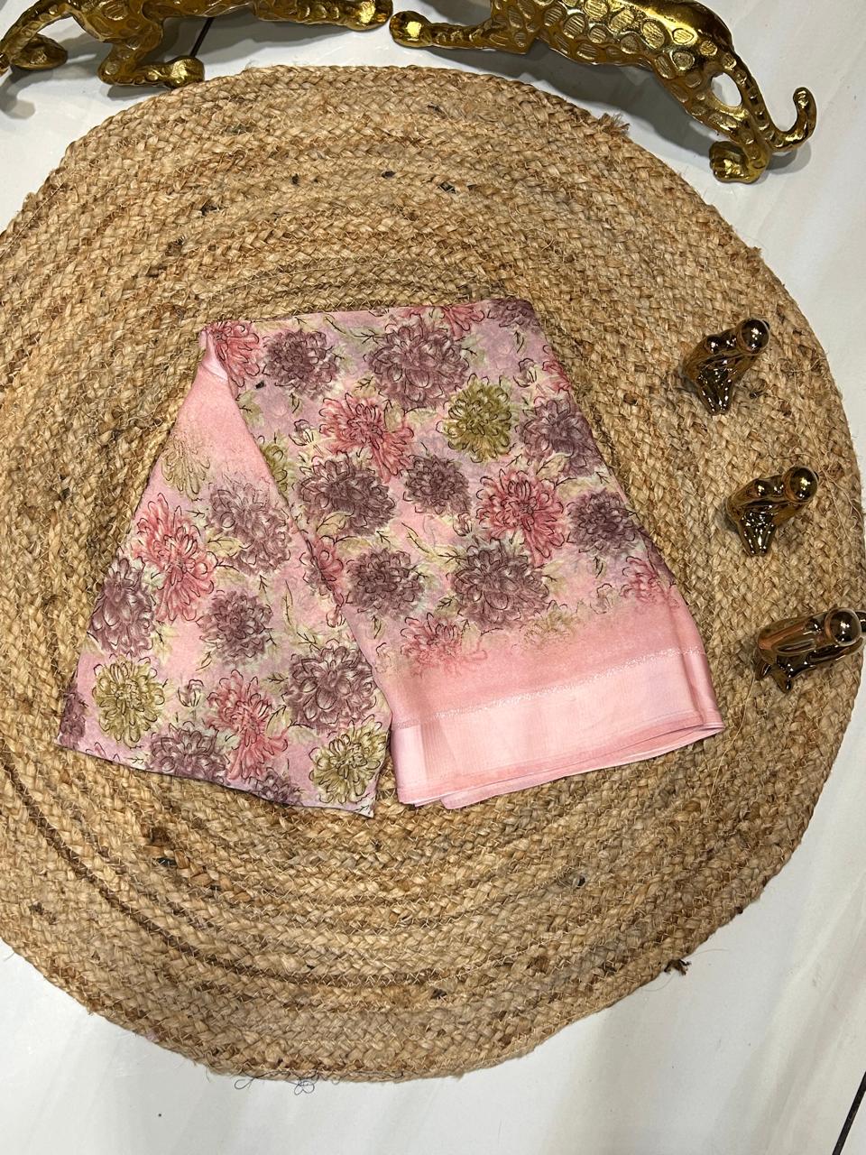 Premium Floral Brocade Silk Saree ❄️🐚