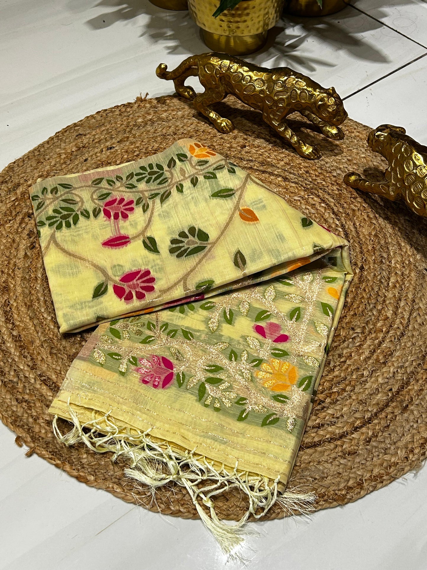 Premium Floral Embroidered Fine cotton silk Saree🌺🌱