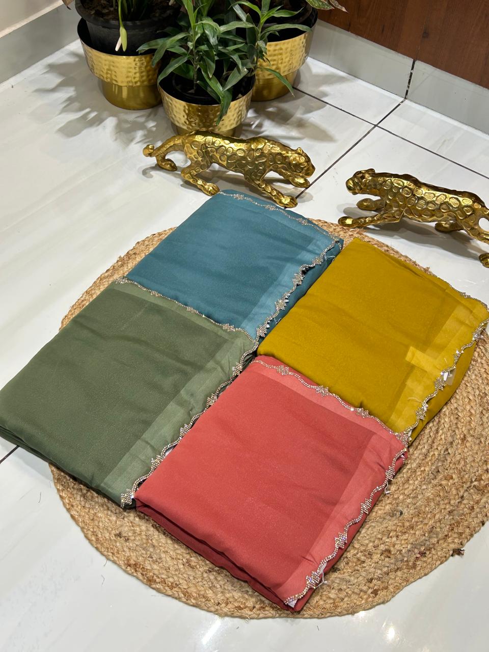 Noor Plain Premium Georgette-Chiffon Mix Sareeš¾āØ