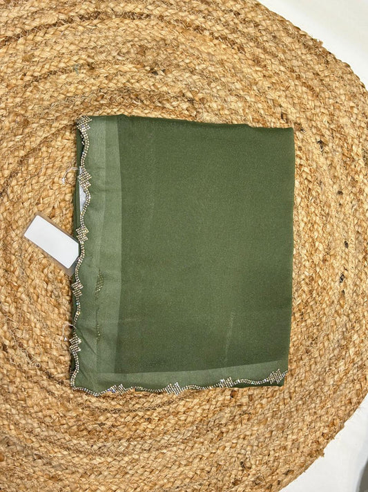 Noor Plain Premium Georgette-Chiffon Mix Saree🌾✨