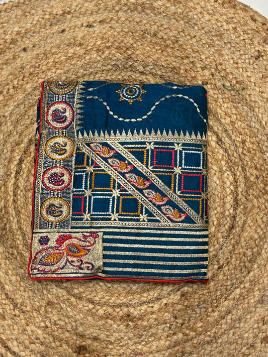 Gujarati Traditional Embroidered Saree🫑🌶️