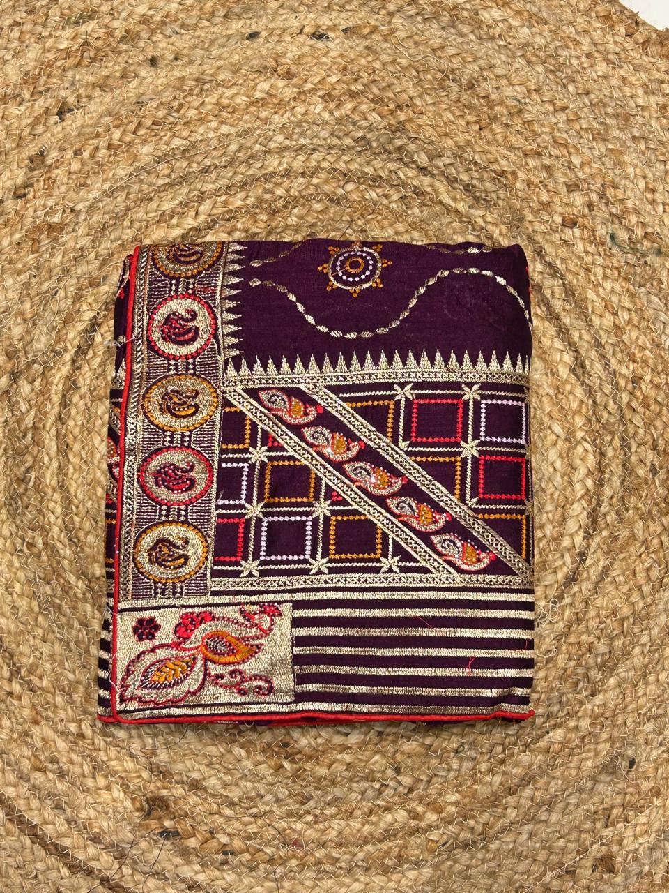 Gujarati Traditional Embroidered Saree🫑🌶️
