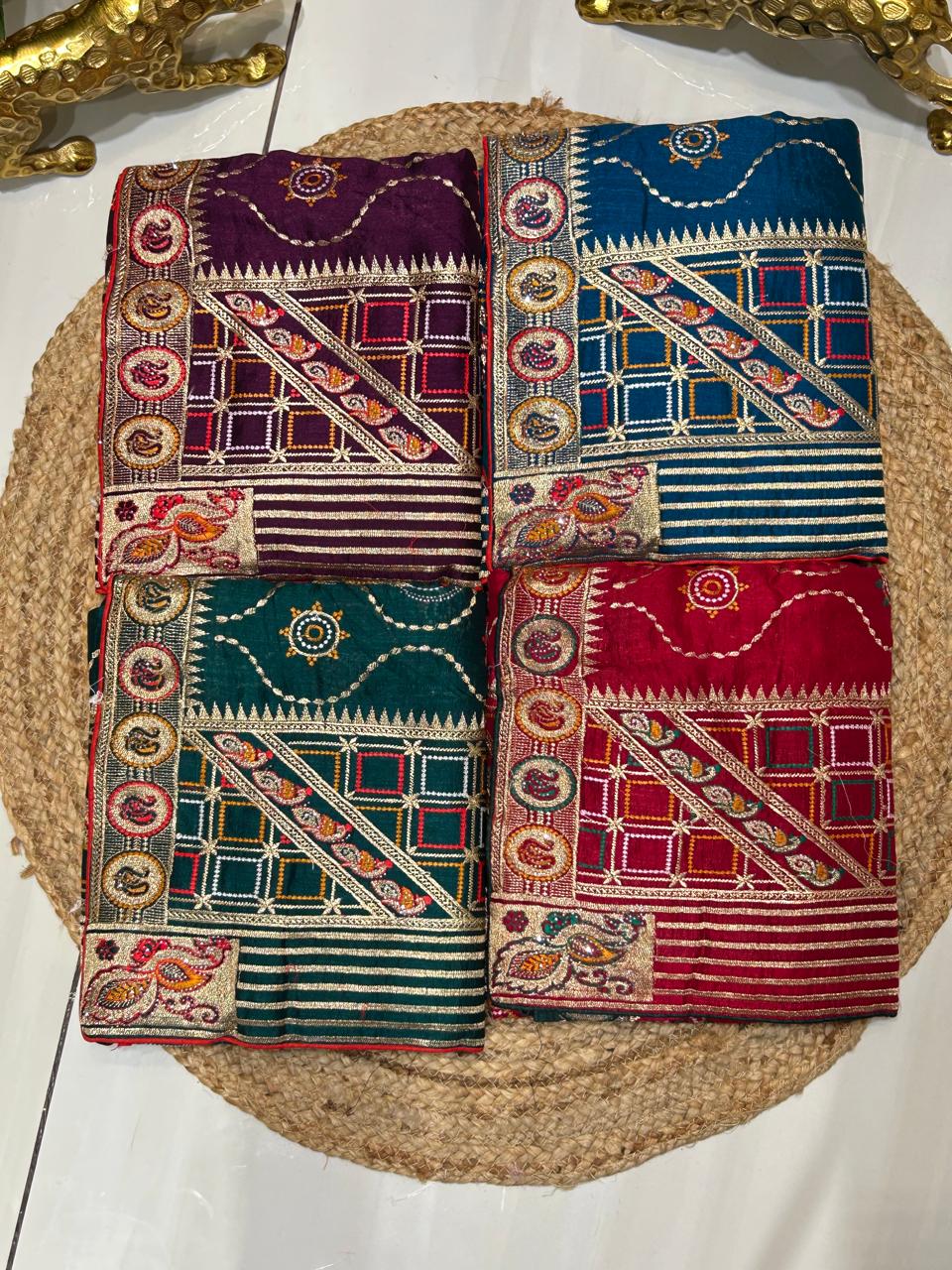 Gujarati Traditional Embroidered Saree🫑🌶️