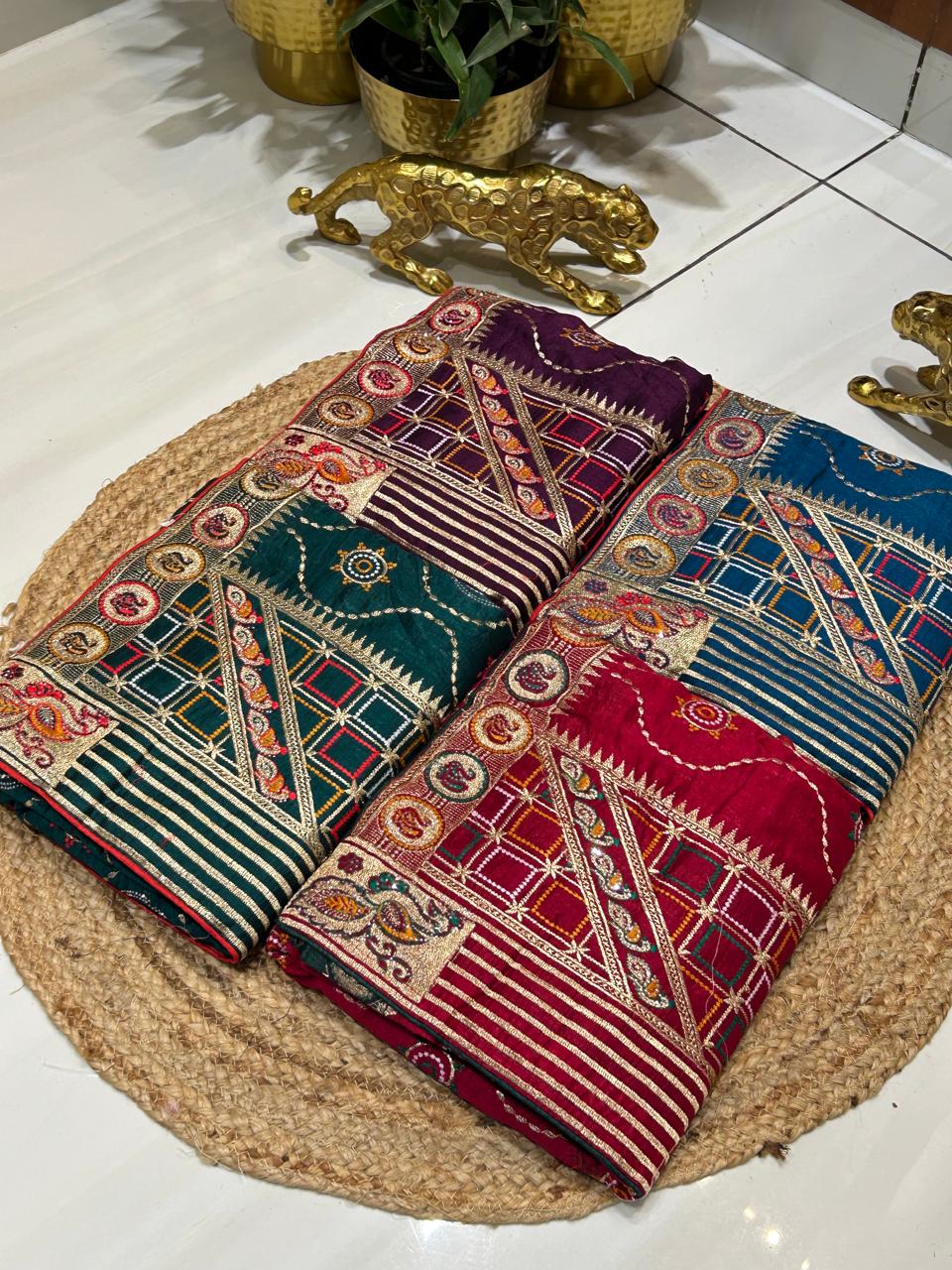 Gujarati Traditional Embroidered Saree🫑🌶️