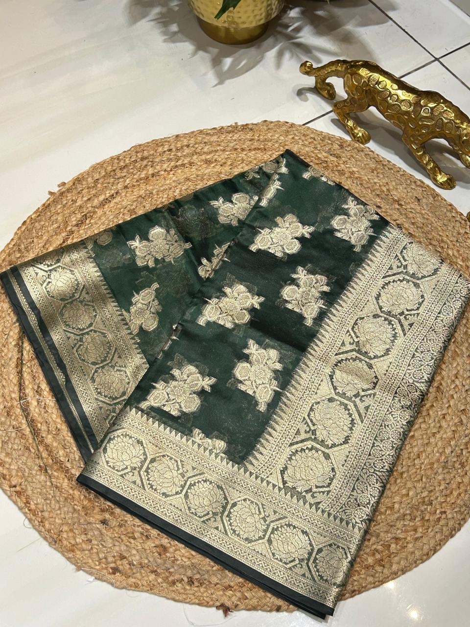 Green Banarasi Silk Saree
