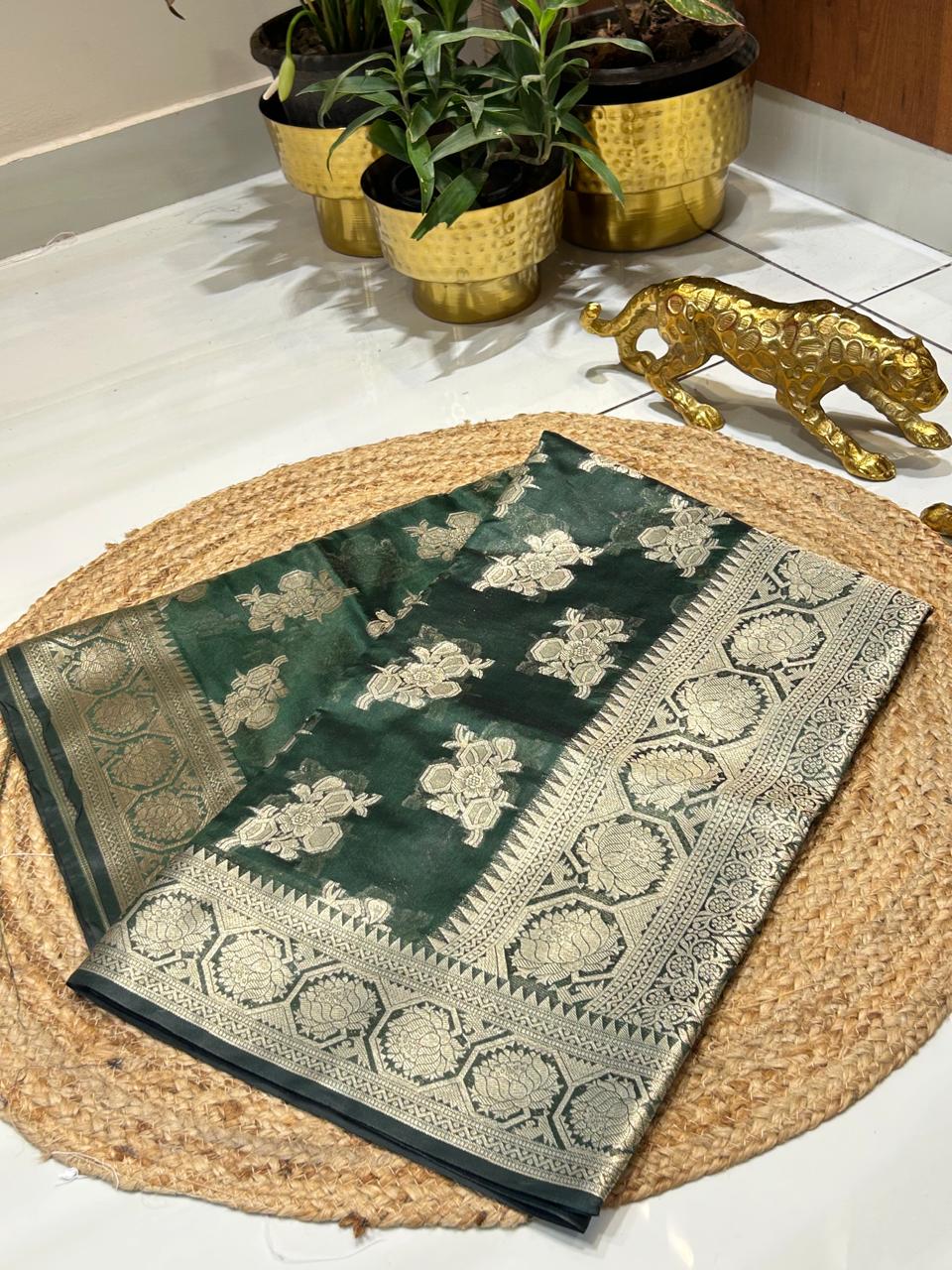 Green Banarasi Silk Saree