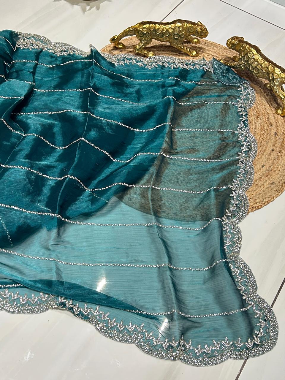 Premium Crush Tissue Silk Saree 🦋🪻