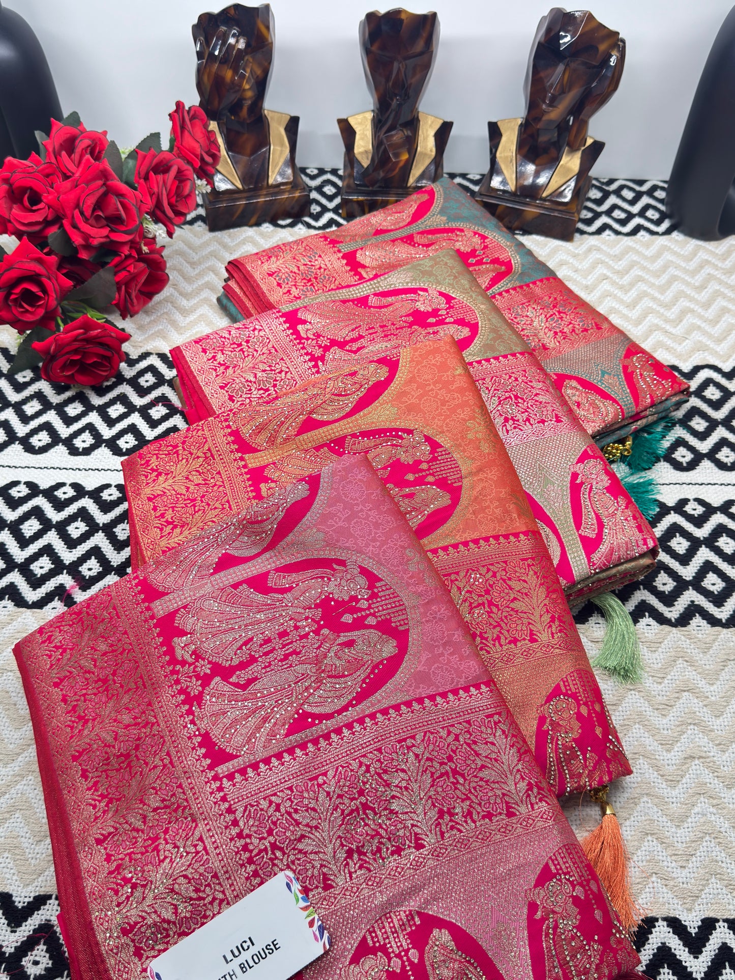 Royal Banarasi Silk Saree with Heavy Zari Woven Border – Wedding & Festive Wear