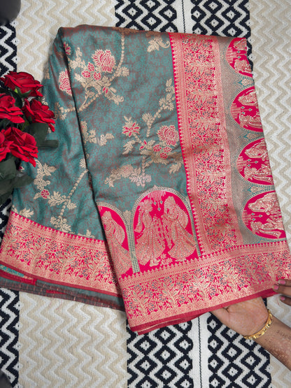 Royal Banarasi Silk Saree with Heavy Zari Woven Border – Wedding & Festive Wear