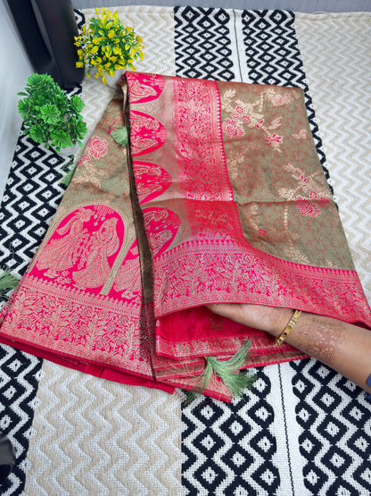 Royal Banarasi Silk Saree with Heavy Zari Woven Border – Wedding & Festive Wear