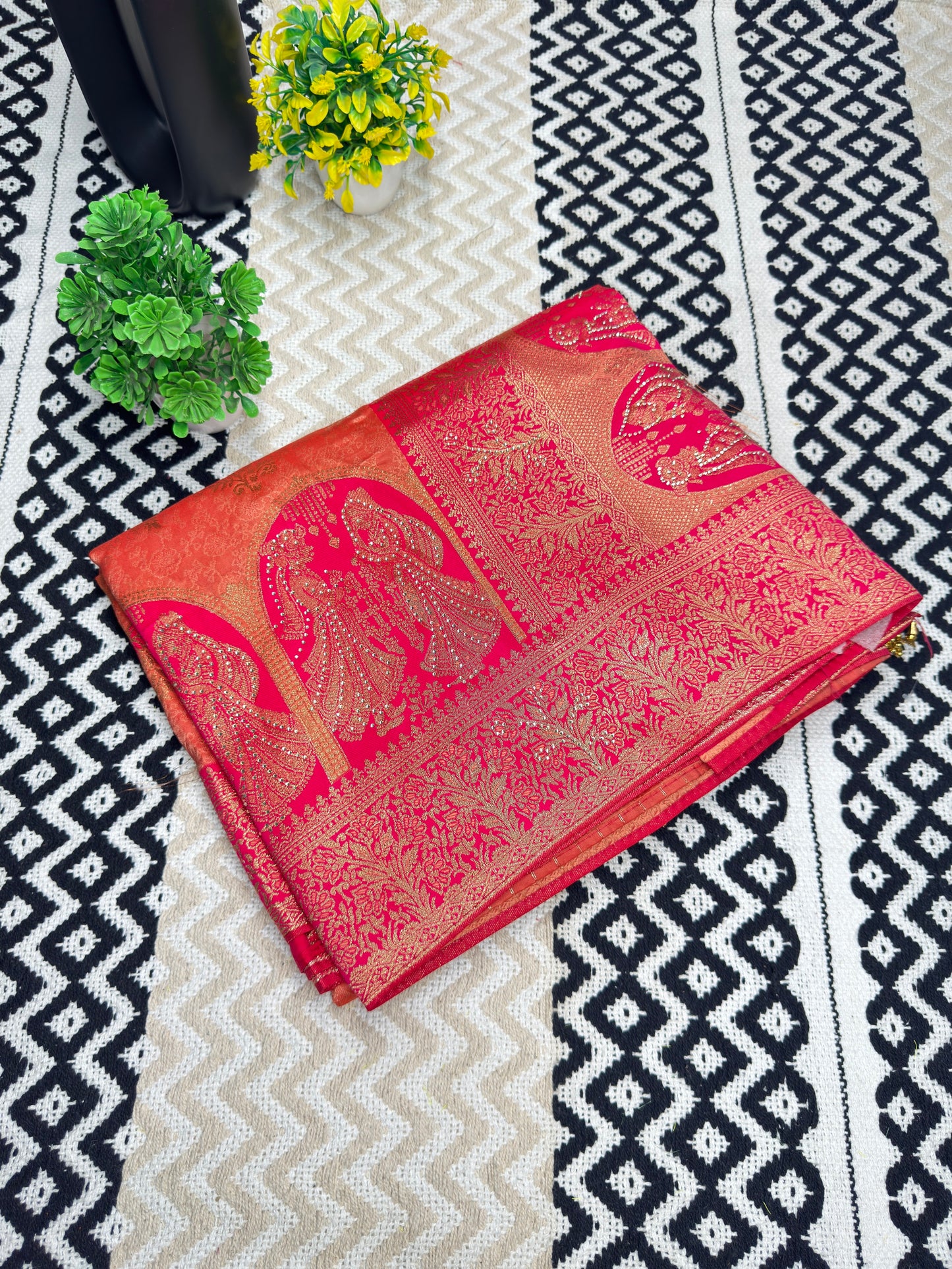 Royal Banarasi Silk Saree with Heavy Zari Woven Border – Wedding & Festive Wear