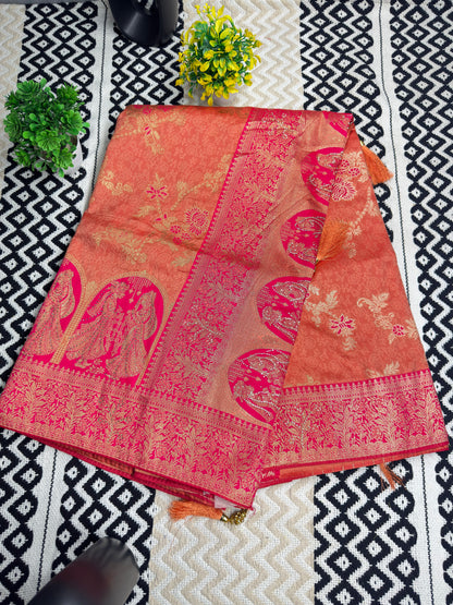 Royal Banarasi Silk Saree with Heavy Zari Woven Border – Wedding & Festive Wear
