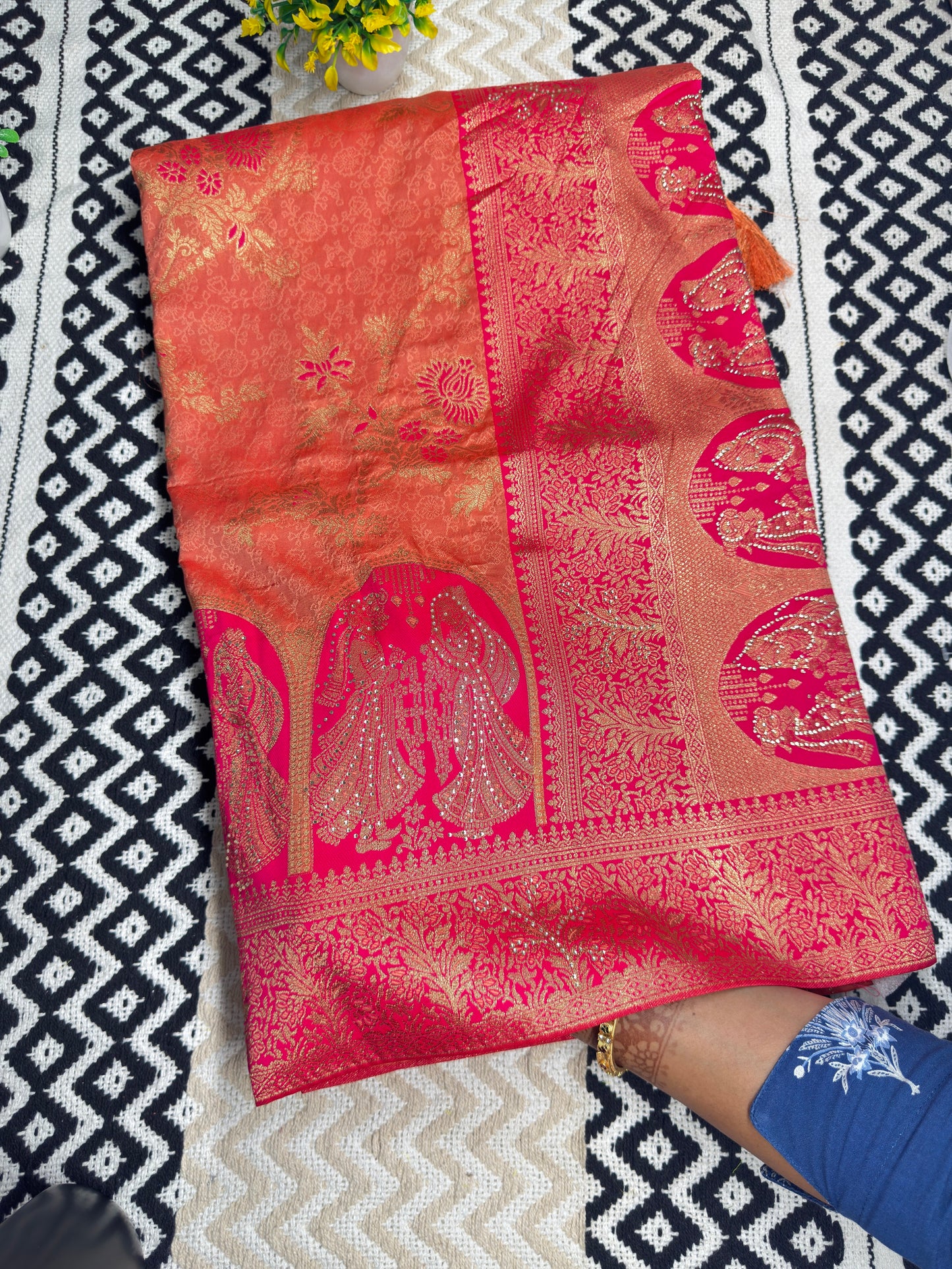 Royal Banarasi Silk Saree with Heavy Zari Woven Border – Wedding & Festive Wear