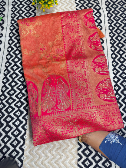 Royal Banarasi Silk Saree with Heavy Zari Woven Border – Wedding & Festive Wear