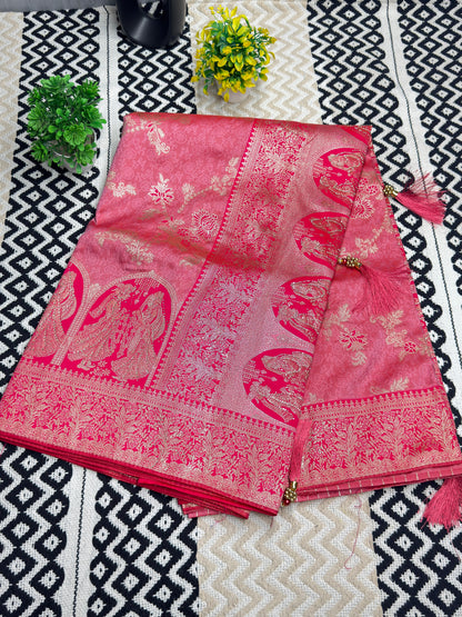 Royal Banarasi Silk Saree with Heavy Zari Woven Border – Wedding & Festive Wear