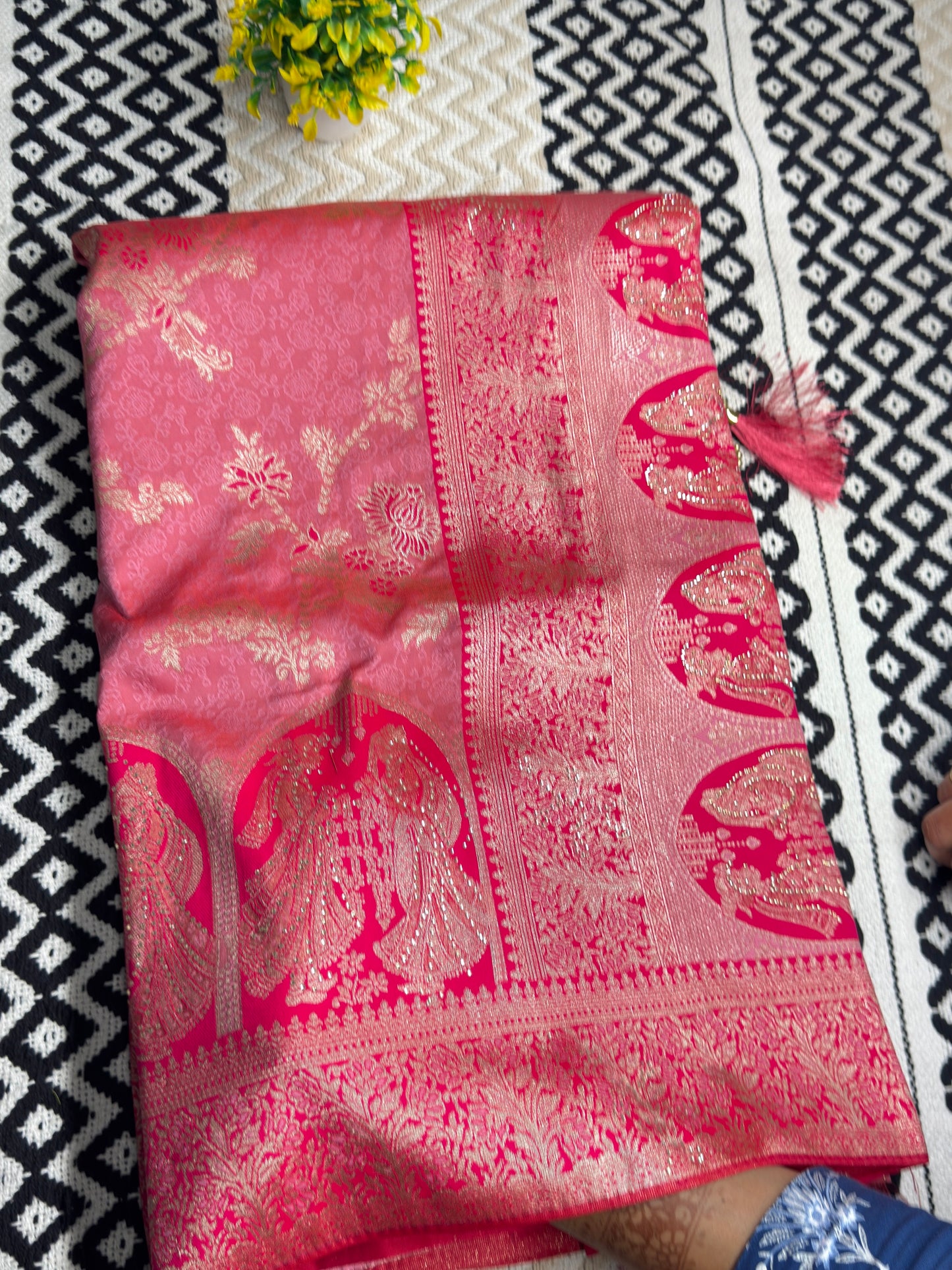 Royal Banarasi Silk Saree with Heavy Zari Woven Border – Wedding & Festive Wear