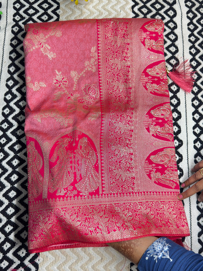 Royal Banarasi Silk Saree with Heavy Zari Woven Border – Wedding & Festive Wear