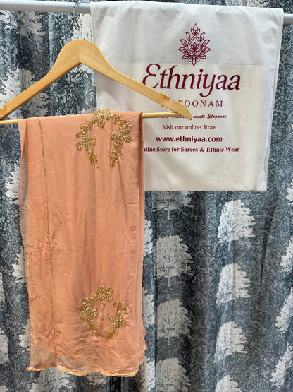 Elegant Premium Chiffon Saree with Floral Handwork🌺