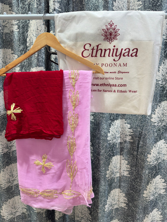 Elegant Soft Chiffon Saree with Kaccha Gota Work