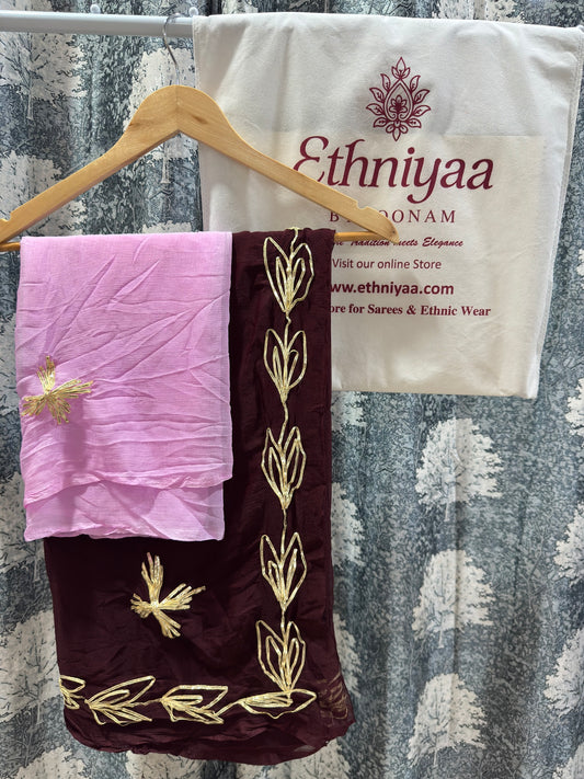Elegant Soft Chiffon Saree with Kaccha Gota Work