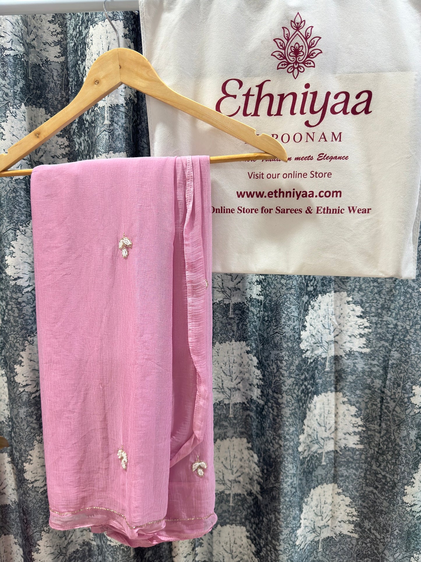 Leaf Embellished Soft Chiffon Saree Collection🌱
