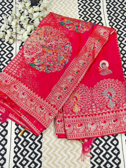 Premium Dola Silk Peacock Designer Saree🦆