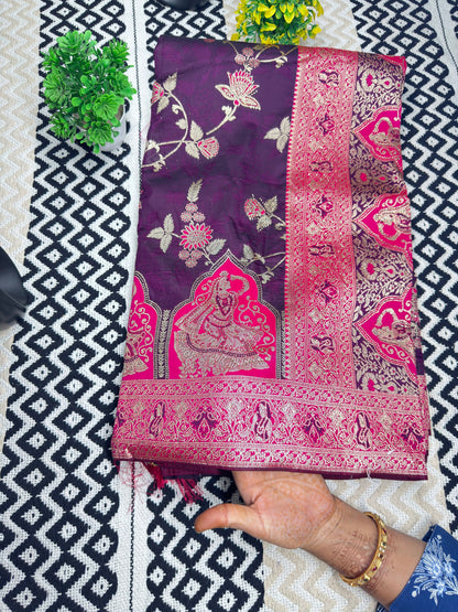 Soft Banarasi Silk Saree with motif Zari Weaving