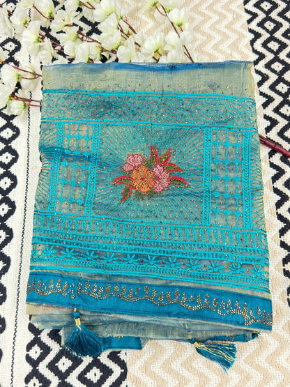 Organza Embroidered Saree 🧵