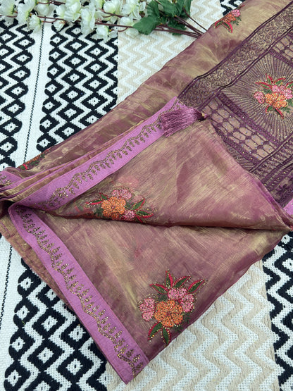 Organza Embroidered Saree 🧵
