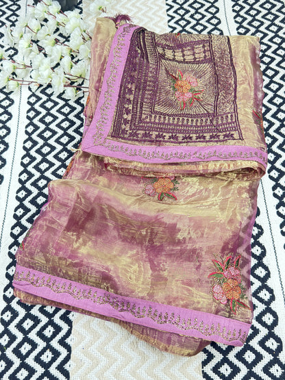 Organza Embroidered Saree 🧵