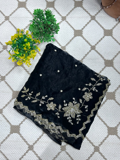 Fancy Silk Saree – Elegant Black Embroidered Saree🖤