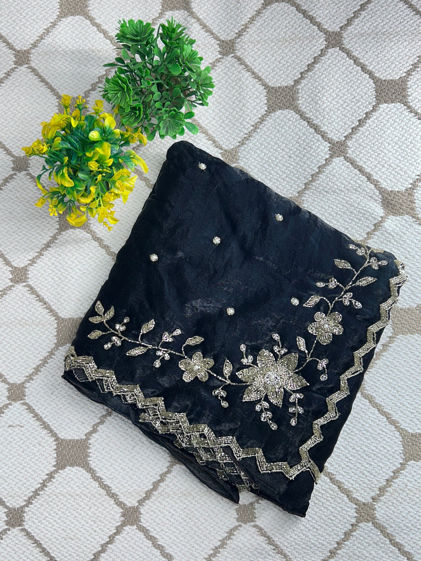 Fancy Silk Saree – Elegant Black Embroidered Saree🖤