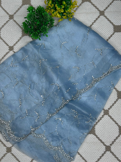 Premium Organza Handwork Saree – Leaf Vine Embroidery Designer Saree🌱