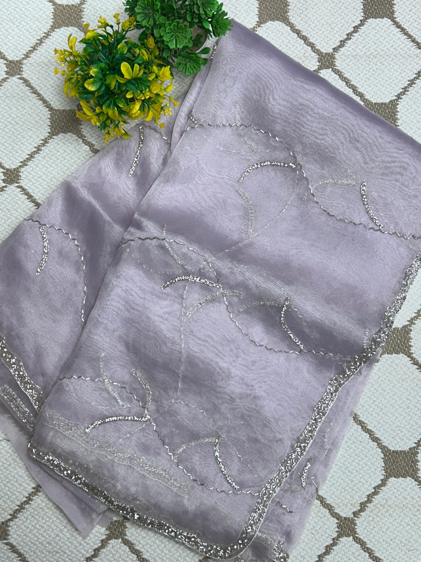 Premium Organza Handwork Saree – Paisley motifs Designer Saree🌶️