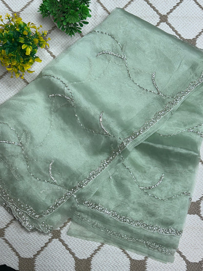 Premium Organza Handwork Saree – Paisley motifs Designer Saree🌶️